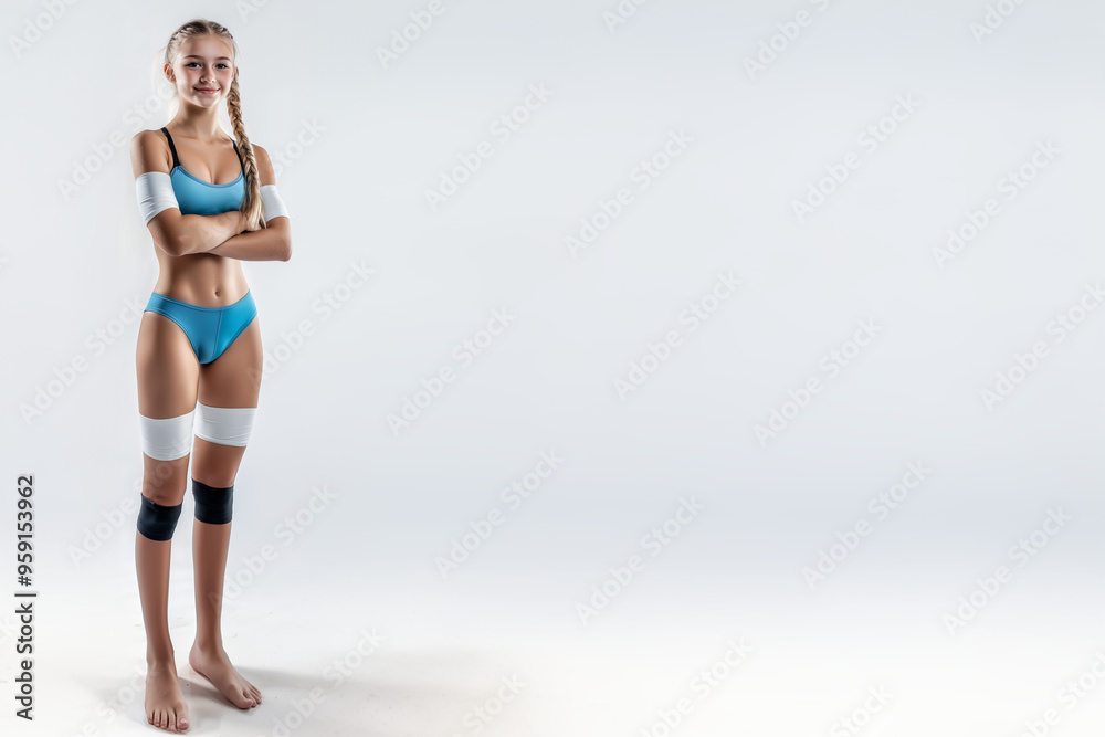 sporty young teenage girl in sport suit, leggings, top sporty young teenage girl in sport suit, leggings, top