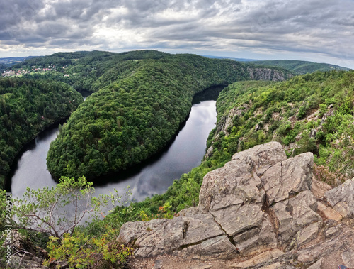 Beautiful Vyhlidka Maj, Lookout Maj, near Teletin, Czech Republic. Meander of the river Vltava  photo