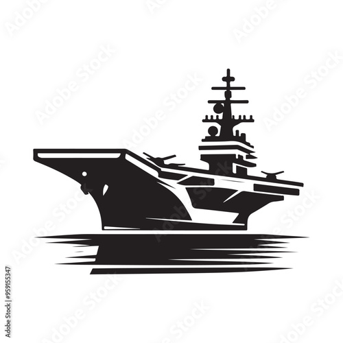 Military Aircraft Carrier Silhouette Vector – Premium Design Elements for Your Projects