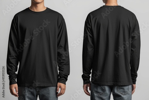 Black long sleeve tshirt mockup isolated created with Generative AI