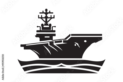 Military Aircraft Carrier Silhouette Vector – Premium Design Elements for Your Projects