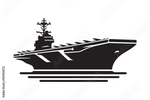 Military Aircraft Carrier Silhouette Vector – Premium Design Elements for Your Projects