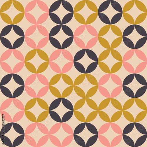 Abstract bauhaus geometric shapes pattern. Trendy bauhaus pattern backgrounds. Mosaic ornament tile.