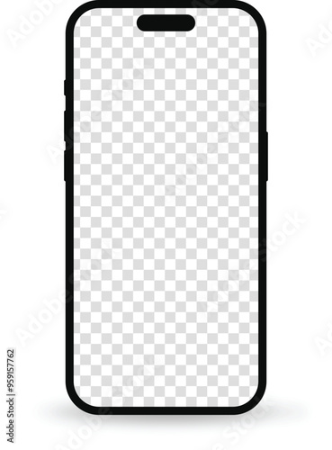 Minimalistick phone silhouette with transparent screen. Vector phone mockup.