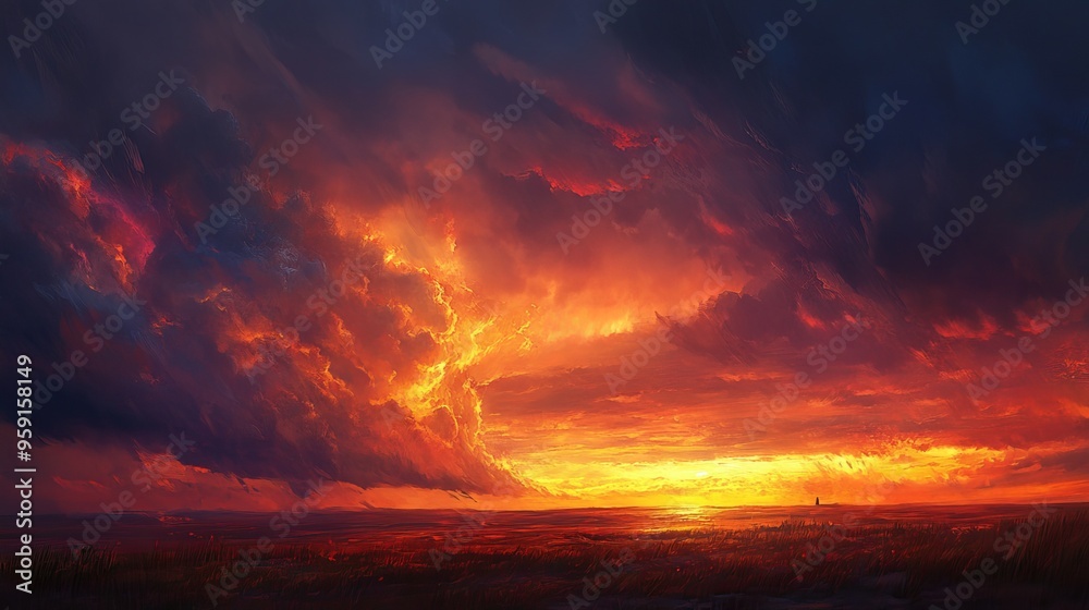 Storm and sunset Storm and sunset