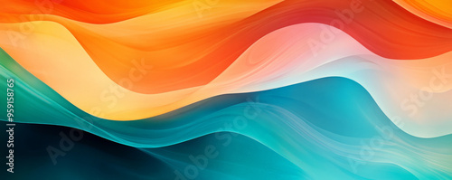 A bright abstract background with bold gradients in shades of orange, turquoise, and red. The design has a modern, high-contrast feel with smooth color transitions.