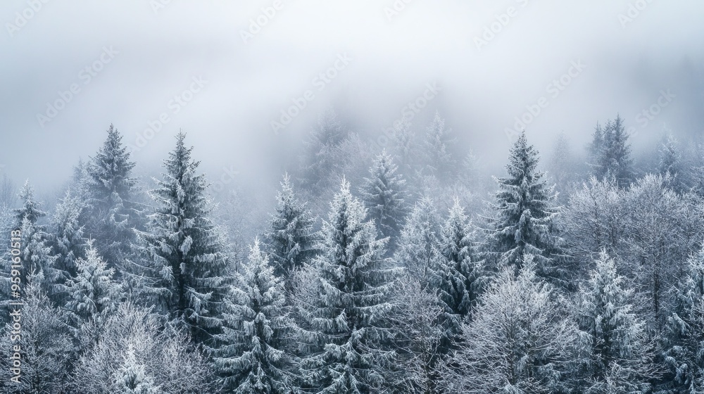 Treetops in Winter Foggy Nature Treetops in Winter Foggy Nature