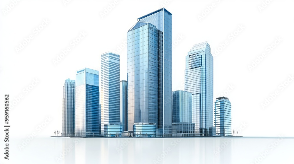 Skyscrapers on White Background. Modern office buildings. Business building isolated. Skyscrapers on White Background. Modern office buildings. Business building isolated.