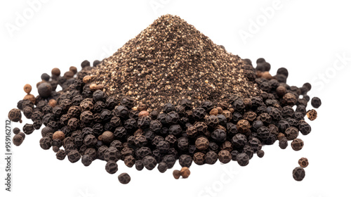 Ground Black Pepper on Transparent PNG 8K White Background