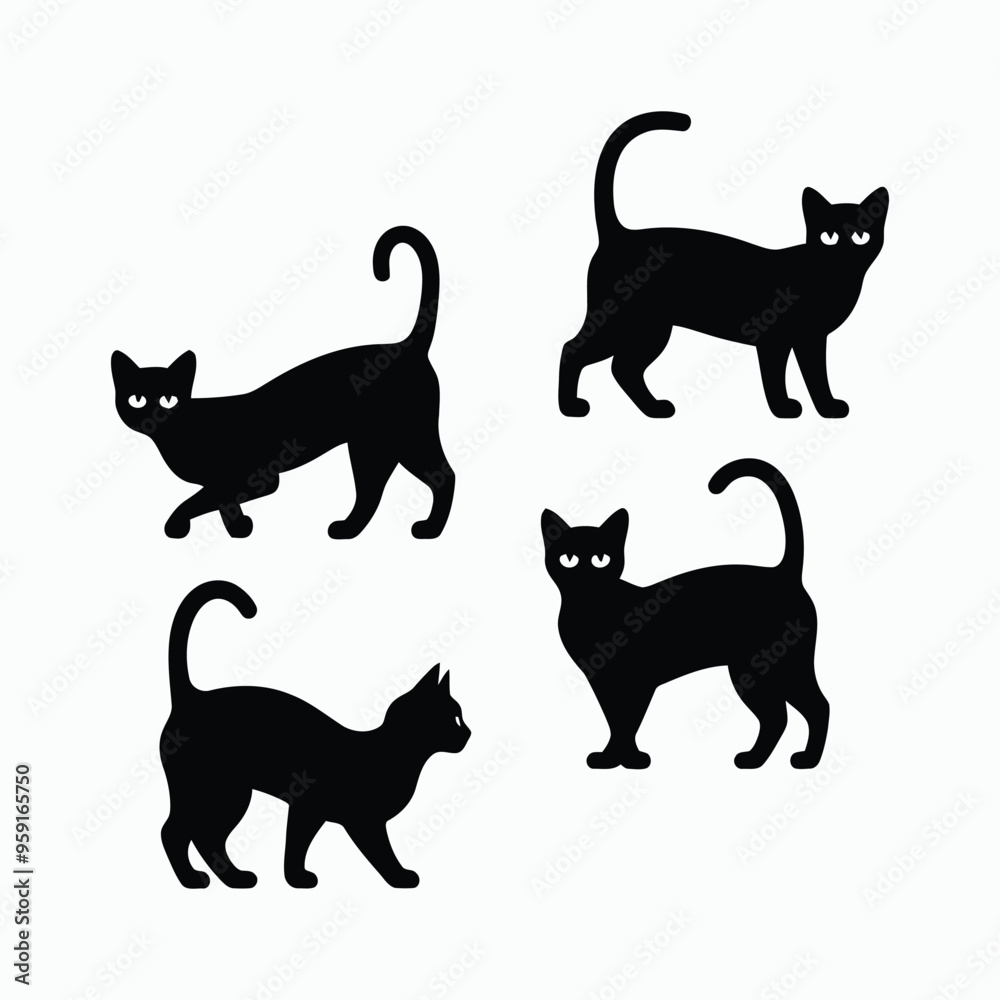 Bengal Cat Silhouette Vector Set Cute Animals Illustration Template Bengal Cat Silhouette Vector Set Cute Animals Illustration Template