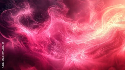 Fiery pink swirls with dramatic flair on a dark backdrop, abstract design, ample copy space for text.