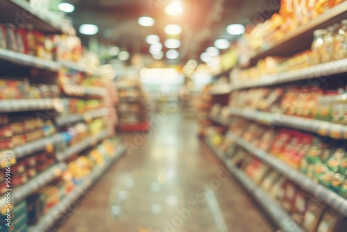 Wallpaper Mural Blurry supermarket scene with bokeh lights, evoking a relaxed shopping experience. Torontodigital.ca