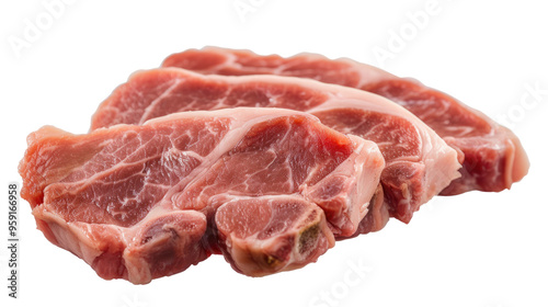 Slice of Boneless Pork Neck Isolated on Transparent Background - High-Quality Meat PNG