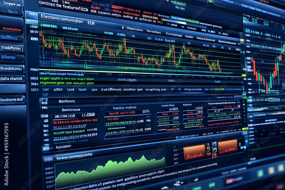 Naklejka premium Computer Screen Displaying Financial Data and Charts