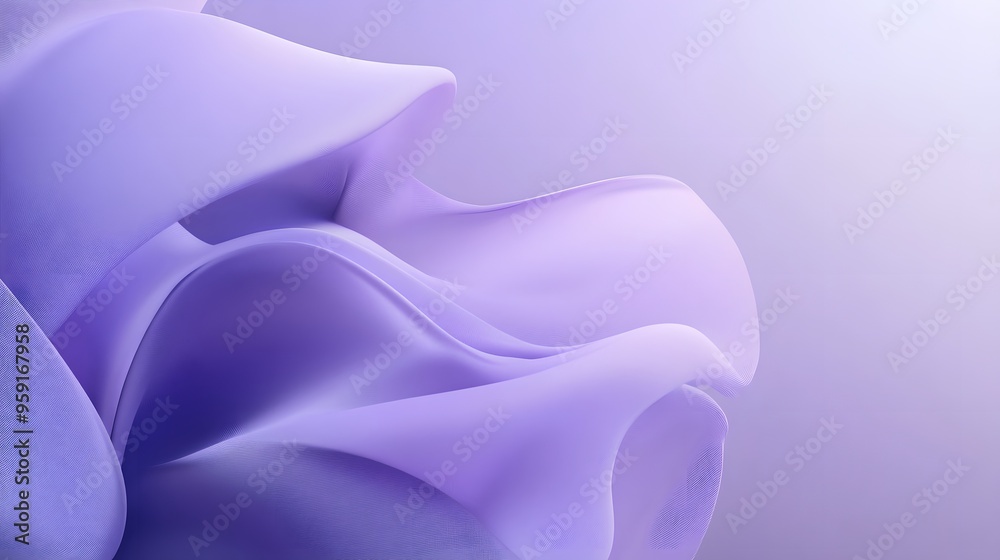 Obraz premium A close-up of the back part of an abstract, curved shape in light purple and blue colors, set against a clean background
