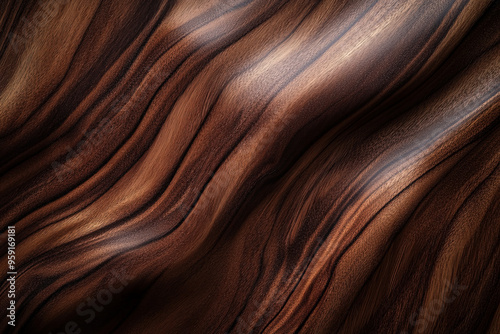 Polished walnut wooden backdrop with deep, chocolate-brown tones and a satin finish. The wood grain is smooth and flowing, creating a luxurious, elegant background that exudes warmth and photo