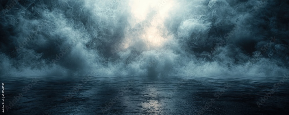Spooky background with black floor shrouded in thick fog, swirling smoke, dark atmospheric effect, mist and steam elements. Spooky background with black floor shrouded in thick fog, swirling smoke, dark atmospheric effect, mist and steam elements.