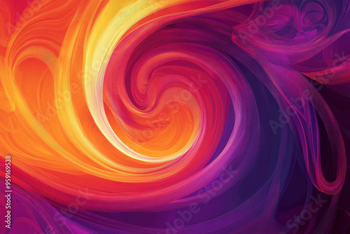 A striking bright abstract background with swirling patterns in shades of red, purple, and orange. The design has a high-energy, contemporary feel with bold color interactions.