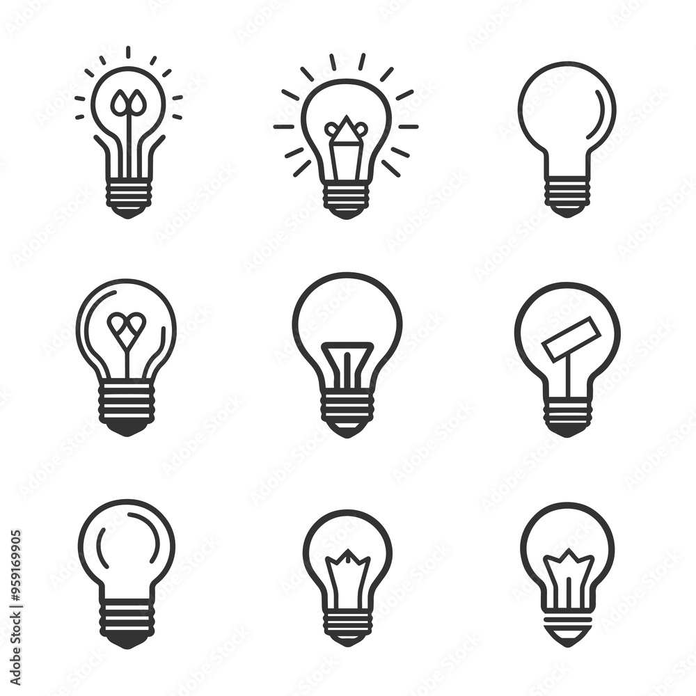 Lightbulb icon set. Bulb lamp icon, Lamp icons, Idea light bulb icon vector illustration. Lightbulb icon set. Bulb lamp icon, Lamp icons, Idea light bulb icon vector illustration.