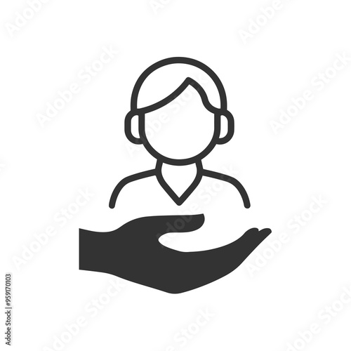 Full customer care service - Minimal Personal qualities icon. Full customer protection. Personal service offering. Icon, inclusion, service, buyer, full, guest, offer, personal, account, client, symbo