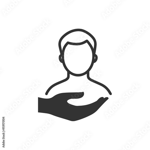 Full customer care service - Minimal Personal qualities icon. Full customer protection. Personal service offering. Icon, inclusion, service, buyer, full, guest, offer, personal, account, client, symbo