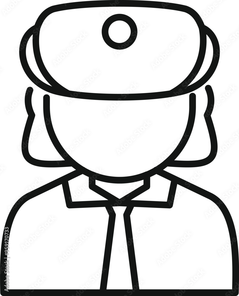 Simple outline icon of a female doctor wearing a medical uniform and a hat Simple outline icon of a female doctor wearing a medical uniform and a hat