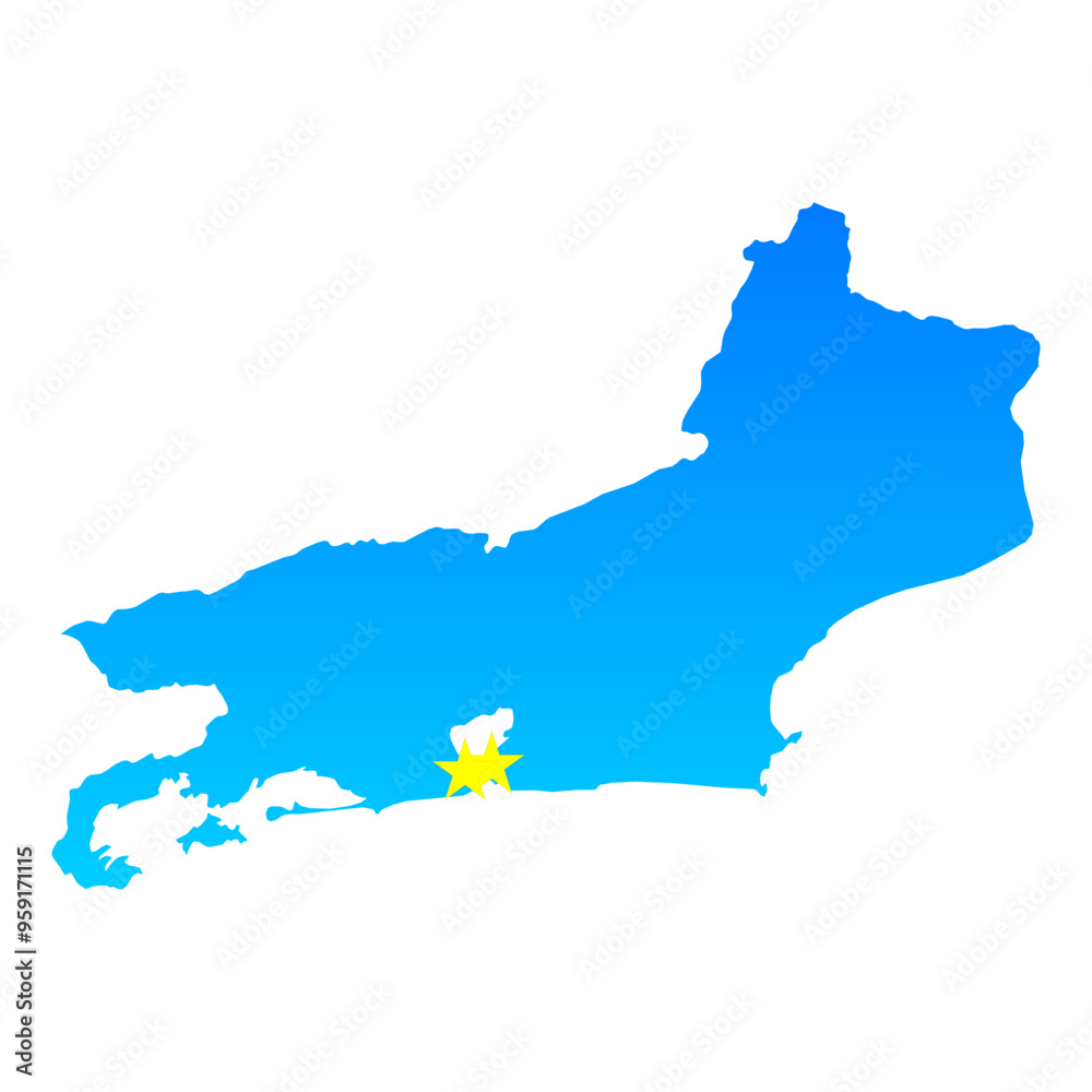 Fototapeta premium Map of Rio de Janeiro with its capital Rio de Janeiro in Brazil with a professional blue style