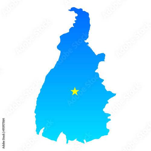 Map of Tocantins with its capital Palmas in Brazil with a professional blue style