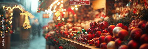 Sustainable holiday market with handcrafted and upcycled ornaments, offering a blend of eco-conscious design and holiday charm. Perfect for ethical festive shopping