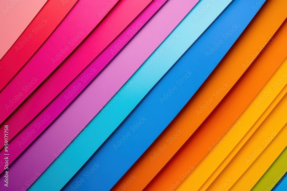 Obraz premium Colorful background with diagonal lines of vibrant paper, showcasing the beauty and diversity in design Generative AI