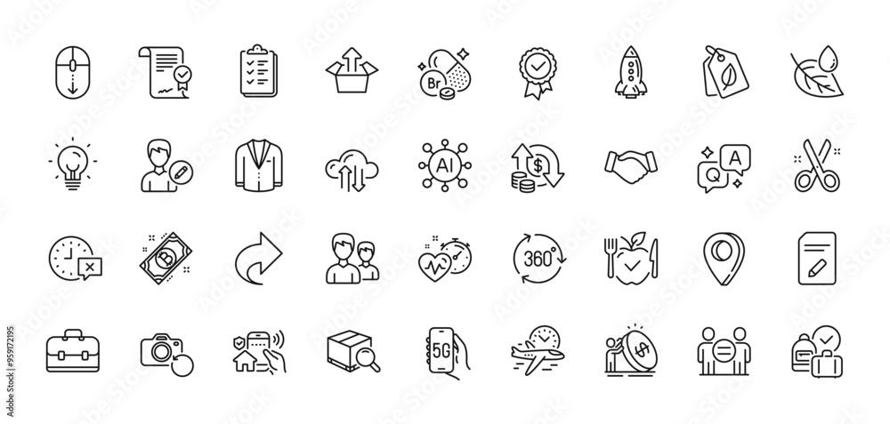Cardio training, House security and 360 degree line icons pack. AI, Question and Answer, Map pin icons. Suit, Couple, Send box web icon. Bitcoin, Checklist, Time pictogram. Vector Cardio training, House security and 360 degree line icons pack. AI, Question and Answer, Map pin icons. Suit, Couple, Send box web icon. Bitcoin, Checklist, Time pictogram. Vector