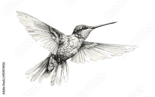 A linear vector of a hummingbird.