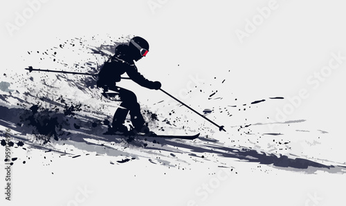 A silhouette vector of a person skiing.