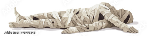 Mummy wrapped in bandages. Vector flat isolated.