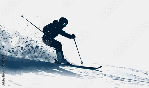 A silhouette vector of a person skiing.