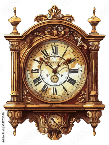 An isolated vector of a vintage clock.