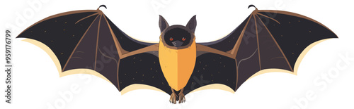 Bat flying in the night sky on a white background. Vector flat isolated.