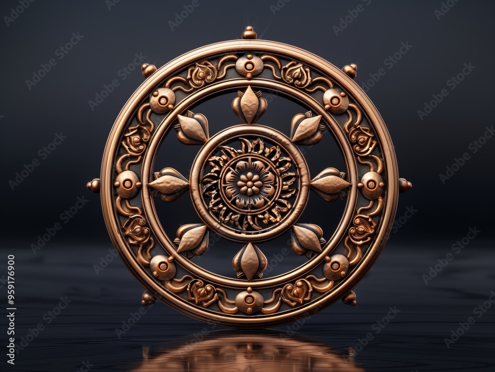 Intricately Detailed 3D Wheel with Ornate Floral Patterns and Golden Finish on Dark Background
Intricately Detailed 3D Wheel with Ornate Floral Patterns and Golden Finish on Dark Background