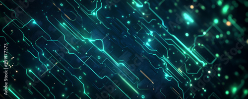 High-tech web design backdrop featuring a dark, textured background with glowing, green and blue circuit patterns. The design is dynamic and futuristic, perfect for digital products or cybersecurity