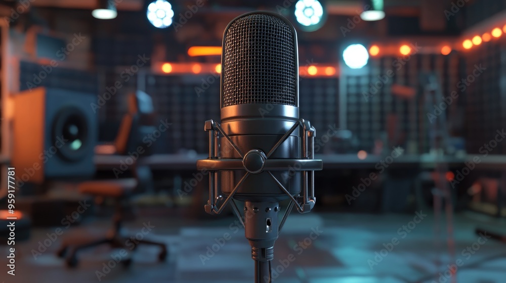 Professional microphone in a broadcasting studio Professional microphone in a broadcasting studio