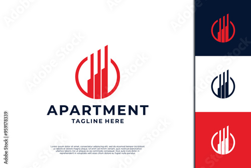 Creative building logo with skyline combination