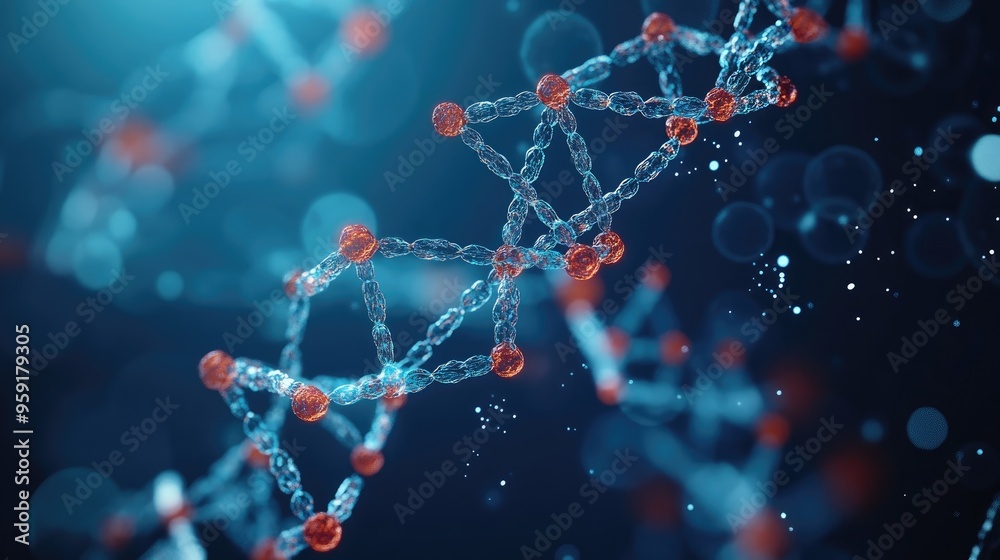 Molecular structure and communication including DNA atoms and neurons Scientific background for medicine technology and chemistry illustrations