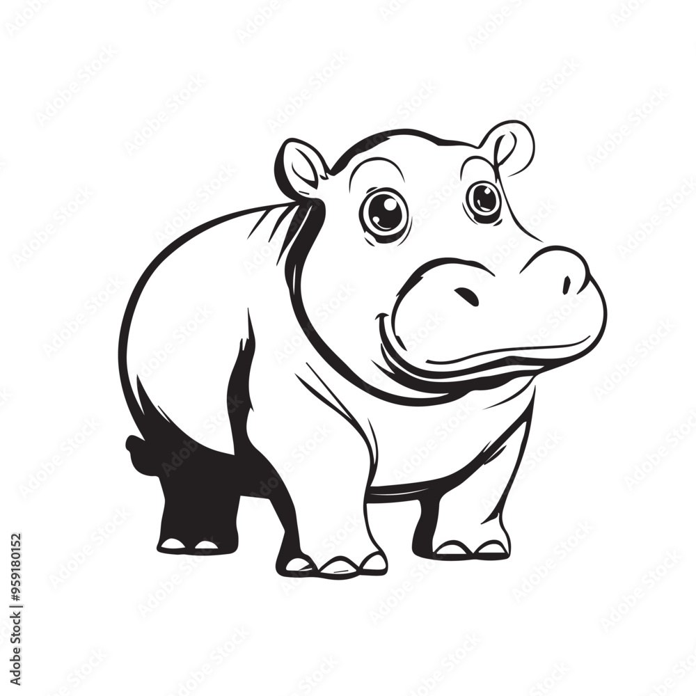 hippo in cartoon, doodle style . Image for t-shirt, web, mobile apps and ui. Isolated 2d vector illustration in logo, icon, sketch style, Eps 10, black and white. AI Generative hippo in cartoon, doodle style . Image for t-shirt, web, mobile apps and ui. Isolated 2d vector illustration in logo, icon, sketch style, Eps 10, black and white. AI Generative