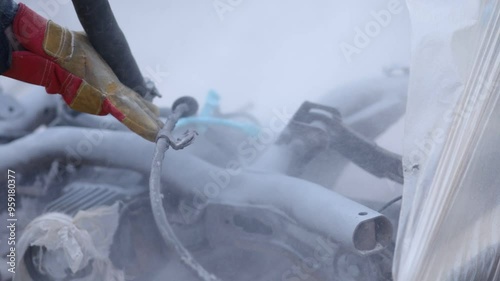 sandblasting of metal, restoration of car body elements photo