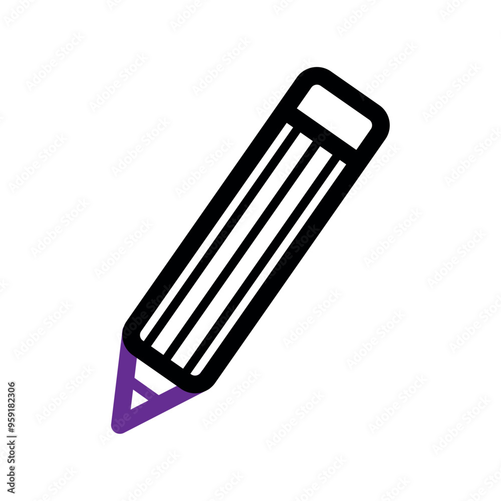 Pencil icon with purple tip and black outline Vector Pencil icon with purple tip and black outline Vector