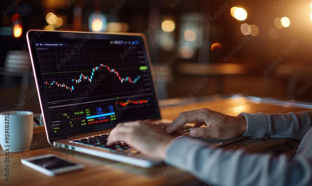 Forex Chart on a Laptop in Luxurious Location Forex Chart on a Laptop in Luxurious Location