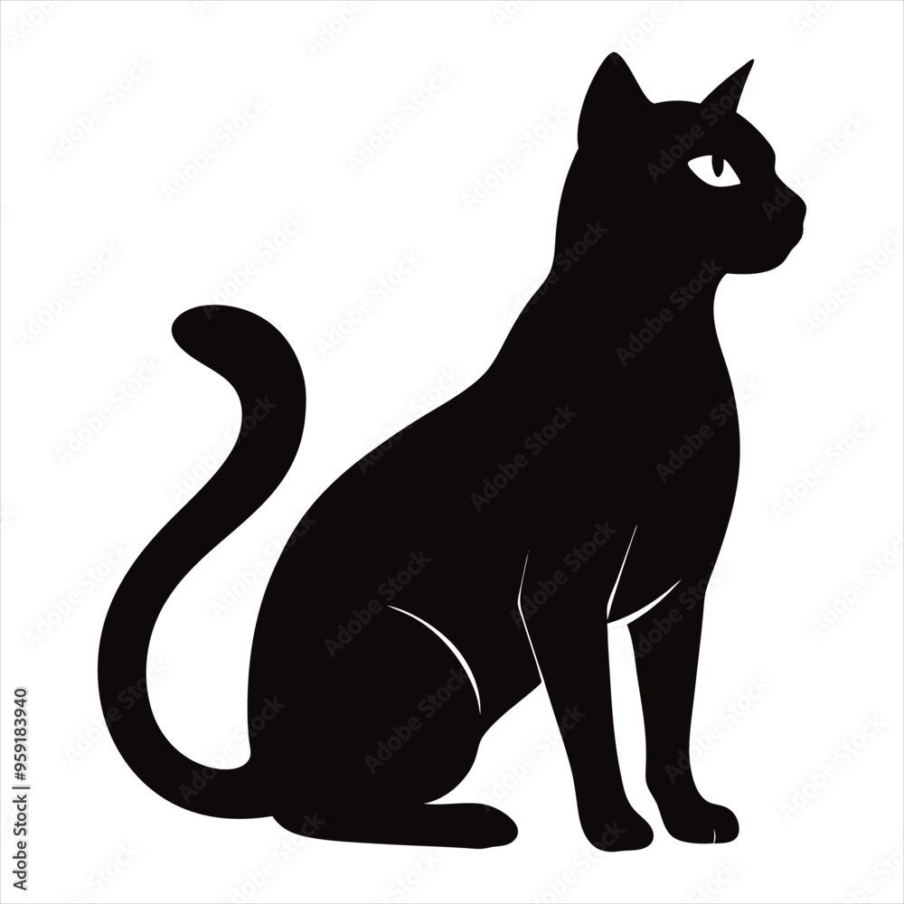 cute cat silhouette vector for white background cute cat silhouette vector for white background