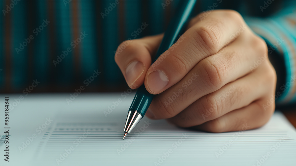 Hand Writing with Pen on Paper Hand Writing with Pen on Paper