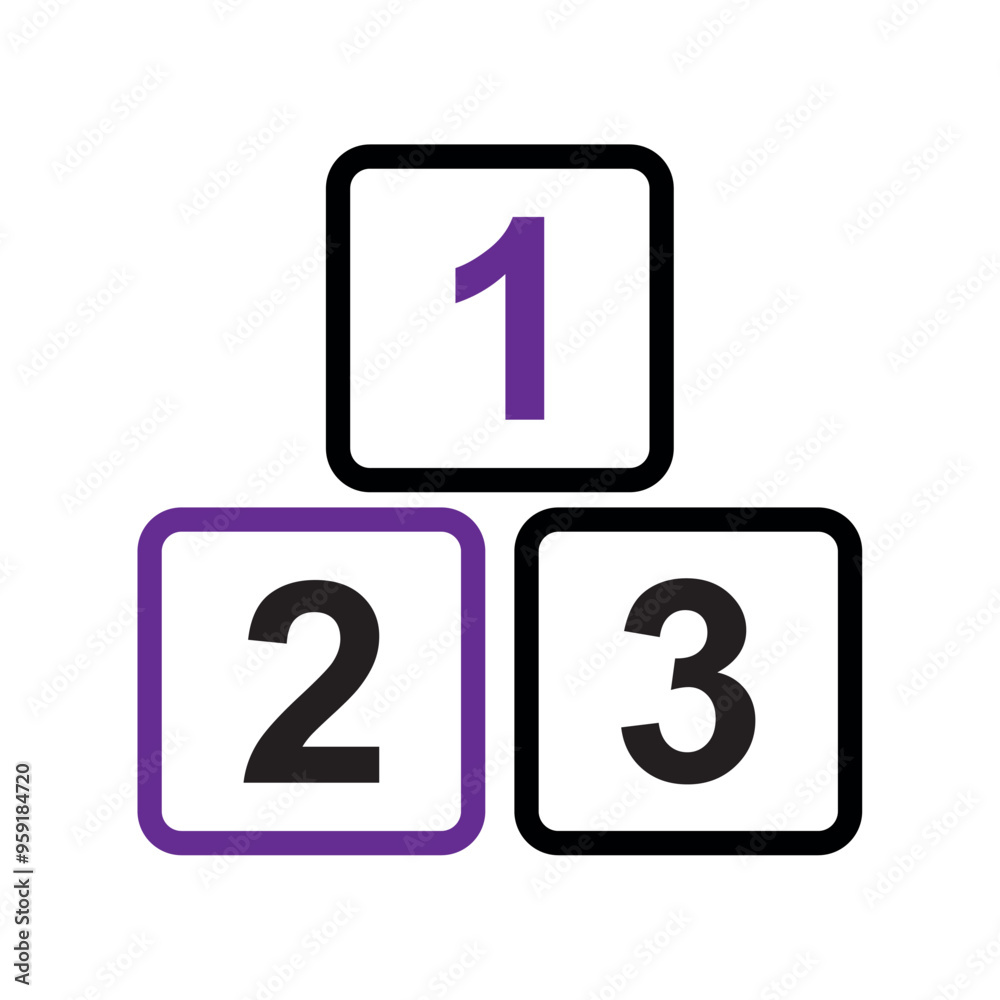 Number blocks icon with purple and black colors Vector Number blocks icon with purple and black colors Vector