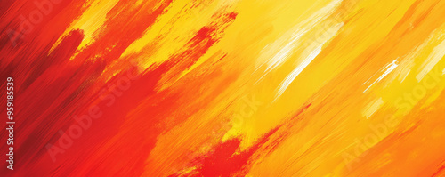 A bright abstract background featuring dynamic brushstrokes in shades of orange, red, and yellow. The design has a lively, high-energy effect with bold color contrasts.